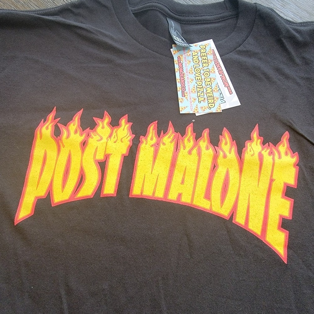 Post Malone LARGE T Shirt Thrasher VINTAGE Print Black Small SKATER CONCERT A2